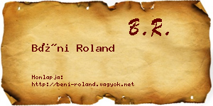Béni Roland névjegykártya