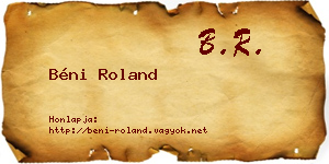 Béni Roland névjegykártya